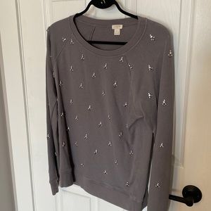 Womens J Crew embellished crew neck size L
